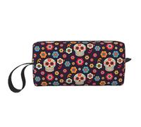 Sugar Skulls Print Simple Organizer Pouch, Lightweight Travel Bag, Foam Padded Cosmetic Case