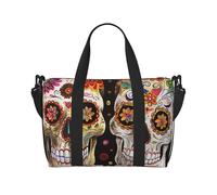Sugar Skulls Print Travel Duffel Bag, Lightweight Water-Resistant Weekender Spacious Gym & Travel Bag for Men, Women & Teens
