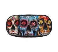 Sugar Skulls Print Unisex Pencil Case Pouch - Compact Design for Pencils, Small Items - Double-Headed Zipper