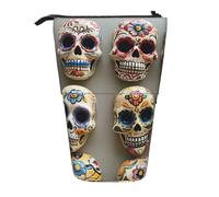 sugar skulls print Upright Pencil Case, Telescopic Pencil Holder, Cute Pencil Bag, Pencli Organizer