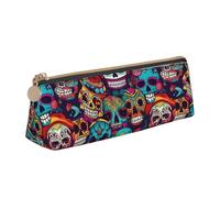 Sugar Skulls Print Versatile Usage Lightweight Pencil Case Pouch Zippered Pen Storage School Students