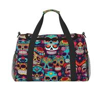 Sugar Skulls print Weekender Overnight Carry On Bag Gym Luggage Bag Duffel Bag for Travel Women, Black, One Size