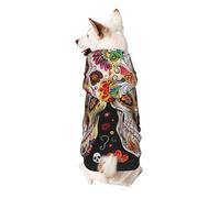 Sugar Skulls Printed Dog Hoodie Soft Dog Sweatshirt Cute Cat Dog Clothes for Small Dogs Kitten Puppy, S