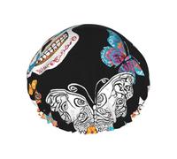 Sugar Skulls Printed Double Layer Lined Shower Cap,Shower Caps For Women Reusable