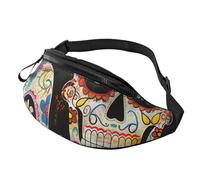 Sugar Skulls Printed Fanny Pack for Men Women Crossbody Waist Bag Pack Bum Bag with Adjustable Strap for Hiking Running Travel Cycling