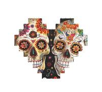 Sugar Skulls Printed Jigsaw Puzzle 10.8x12.8 CM, Heart-Shaped Puzzle Challenging Game for Adults Gifts, Family Fun Decorative Wall Decor