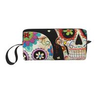Sugar Skulls Printed Makeup Bag Simple Travel Cosmetic Bags Waterproof Cosmetic Case Toiletry Bag Organizer for Women Mom Girls
