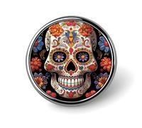 Sugar Skulls Round Badge 25mm/1 Inch Metal Buttons Round Badge Pin Button Parts Classic Pin Holders Buttons for Shirts Clothes Individualistic Brooch