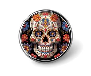 Sugar Skulls Round Lapel Pins Backpack Pin Cute Brooch Decoration Brooches for Women Men Fashion Button Badges for Hat Backpacks Purses Jackets Shirt Suit
