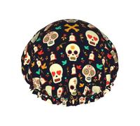Sugar Skulls Shower Cap For Women'S - Reusable Waterproof Shower Hair Cap For Bathing, Skin Care, And Home