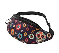 Sugar Skulls Sport Waist Bag Travel Bumbags with Zipper and Earphone Hole, Running Fanny Pack Waist Pack with Adjustable Belt for Men Women