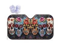 Sugar Skulls Sun Shade - Folding Car Front Window Sunshade for Cars SUV Trucks,Max UV Blocking and Keep The Vehicle Cool