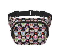 Sugar Skulls Unisex Adjustable Waist Square Double Layer Waist Pack for Outdoor Activities Travelling Running Hiking