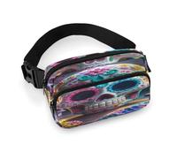 Sugar Skulls Waist Bag for Men Women Belt Bag Hip Pack with Zipper Full Printed Fanny Pack with Adjustable Strap