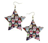 Sugar Skulls Women's Fashion Earrings, Celestial Dangle Earrings, Star Shape Jewelry for a Versatile