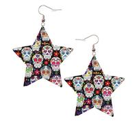 Sugar Skulls Women's Fashion Earrings, Celestial Dangle Earrings, Star Shape Jewelry for a Versatile