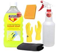 Sugar Soap Concentrate 500ml Multi Surface Cleaner - Bundle With Sponge, Spray Bottle, Microfibre Cloth and Latex Gloves | Removes Grease, Dirt and Grime from Walls, Tiles and Paintwork