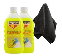 Sugar Soap for cleaning - 2 x 500ml Concentrated Sugar Soap for walls | Kitchen degreaser spray | Wall cleaner for painted walls | Grease remover | With added Wilosc Microfibre cloth.