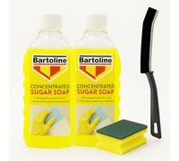 Sugar Soap Liquid Concentrate Bundle Kit For Cleaning Walls, UPVC Cleaner | Kitchen and Bathroom Degreaser for Walls and Floors, Grease Remover | 2 x 500ml with Crevice Cleaning Brush & Scrub Sponge