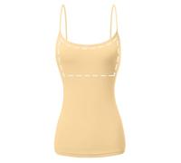 Sugar Sunday Cotton Camisole Tops for Women Built in Bra Spaghetti Strap Tank Top with Shelf Bra Cami Undershirt Pack 1-4, Vanilla Yellow, M