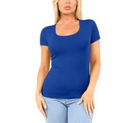 Sugar Sunday Cotton Tshirts for Women Short Sleeve Tshirt Basic Tees Plain T Shirt Womens Casual Tops Tee Undershirt Pack 1-4, Royal Blue, L