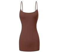 Sugar Sunday Long Cotton Camisole Tank Tops for Women, Brown, 3XL