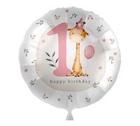 Sugar Sweet Foil Balloon 1st Birthday Pink Giraffe Balloon 1 Decoration Balloon Birthday 1 Year Girl Made in EU
