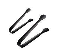 Sugar Tongs, 2pcs U-Shaped Ice Tongs Stainless Steel Candy Tongs Mini Serving Tongs Appetizers Tongs Small Kitchen Tongs for Wedding Birthday Party Kitchen Bar Cafe Black