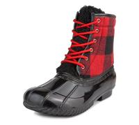 Sugar Women's Glitter Duck Boots | Stylish Lace-Up, Cozy Traction Sole | Perfect for Cold, Rainy, or Snowy Days | Trendy Booties - Skipper, Red Buffalo, 6 UK