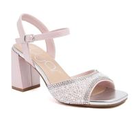 Sugar Womens Platform Block Heel Sandals Ankle Strap Open Toe Vegan Leather Dressy Heels - Vallentia, Pink Silver-gwenith, 7.5 UK
