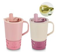 SUGARCANE Toddler Handle Leak-Resistant Sippy Cups 9 oz - 2 Pack Blush