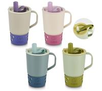 SUGARCANE Toddler Handle Leak-Resistant Sippy Cups 9 oz - 4 Pack Blue Joy