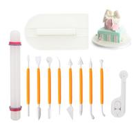 Sugarcraft-Fondant-Decorating Fondant Tool - Modeling Tool,Sugarcraft Icing Cake Smoother Cutter Embosser Rolling Pin Modeling Tool Kit Set