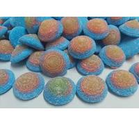 Sugared Spinner Sweets | Cherry Flavour Foamy Sweeties | Assorted Sizes up to 1.5kg | Blue Retro Design | Halal (3kg)