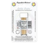 Sugarflair Antique Gold Edible Lustre Dust (E171 Free), Add a Lustrous Shine to Cakes or Decorations. Brush On or Add Rejuvenator to Create Eye-Catching Edible Paint- 2g