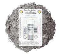 Sugarflair Antique Silver Edible Lustre Dust, Add a Lustrous Shine to Cakes or Decorations. Brush On or Add Rejuvenator to Create Eye-Catching Edible Paint, Gives Shine to Your Bakes - 2g