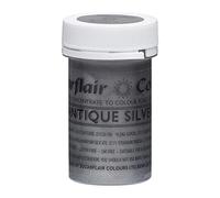 Sugarflair Antique Silver Satin Food Colouring Paste, Highly Concentrated for Use with Sugar Pastes, Buttercream, Royal Icing or Cake Mix, Vibrant Colour Dye - 25g