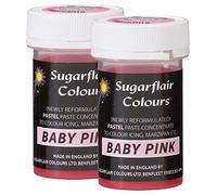 Sugarflair Baby Pink Pastel Food Colouring Paste, Highly Concentrated for Use with Sugar Pastes, Buttercream, Royal Icing or Cake Mix, Subtle Colour Dye - 25g (Pack of 2)