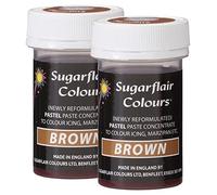 Sugarflair Brown Pastel Food Colouring Paste, Highly Concentrated for Use with Sugar Pastes, Buttercream, Royal Icing or Cake Mix, Subtle Colour Dye - 25g (Pack of 2)