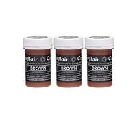Sugarflair Brown Pastel Food Colouring Paste, Highly Concentrated for Use with Sugar Pastes, Buttercream, Royal Icing or Cake Mix, Subtle Colour Dye - 25g (Pack of 3)