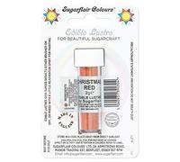 Sugarflair Christmas Red Edible Lustre Dust (E171 Free), Add a Lustrous Shine to Cakes or Decorations. Brush On or Add Rejuvenator to Create Eye-Catching Edible Paint- 2g