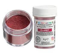 Sugarflair Claret Edible Lustre Dust (E171 Free), Add a Lustrous Shine to Cakes or Decorations. Brush On or Add Rejuvenator to Create Eye-Catching Edible Paint - 4g