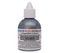 Sugarflair Colours Colour Flex Silver Edible Paint - Metallic Silver Edible Paint for Cake Decorating - Ready To Use, Suitable For Sugar Paste, Marzipan, Modelling Pastes and more - 60ml