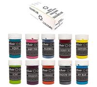 Sugarflair Concentrated Food Colours - Mixed Set of 10 PASTEL Pastes Prepacked by Sugarflair