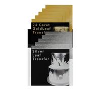 Sugarflair Edible 24 Carat Gold and Silver Leaf Transfer Sheet for Cakes, Desserts, Chocolate & Decorations - 10 Piece (5 Gold and 5 Silver) 80mm x 80mm