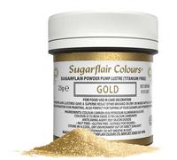 Sugarflair Gold E171 Free Edible Glitter Dust Powder Pump Refill - Food Colouring Powder, Edible Colour Dust, Brush On or Add Rejuvenator for a Paint Effect - 25g
