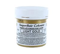 Sugarflair Edible Power Pump Lustre - Light Gold - E171 Free - Food Colouring Powder, Edible Colour Dust, Brush On, Spray, or Add Rejuvenator to Create Eye-Catching Paint Effect - 25g