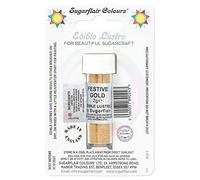 Sugarflair Festive Gold Edible Lustre Dust (E171 Free), Add a Lustrous Shine to Cakes or Decorations. Brush On or Add Rejuvenator to Create Eye-Catching Edible Paint- 2g