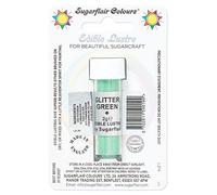 Sugarflair Glitter Green Edible Lustre Dust, Add a Lustrous Shine to Cakes or Decorations. Brush On or Add Rejuvenator to Create Eye-Catching Edible Paint, Gives Shine to Your Bakes - 2g