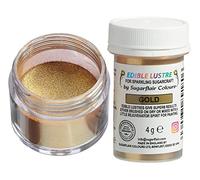 Sugarflair Gold Edible Lustre Dust (E171 Free), Add a Lustrous Shine to Cakes or Decorations. Brush On or Add Rejuvenator to Create Eye-Catching Edible Paint - 4g